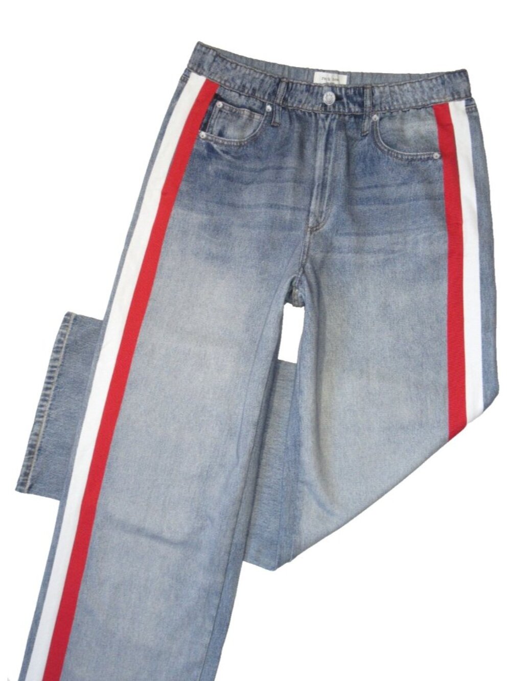 NWT rag & bone Miramar Terry in Coney Track Stripe Printed Faux Jean Pants L - Picture 9 of 12